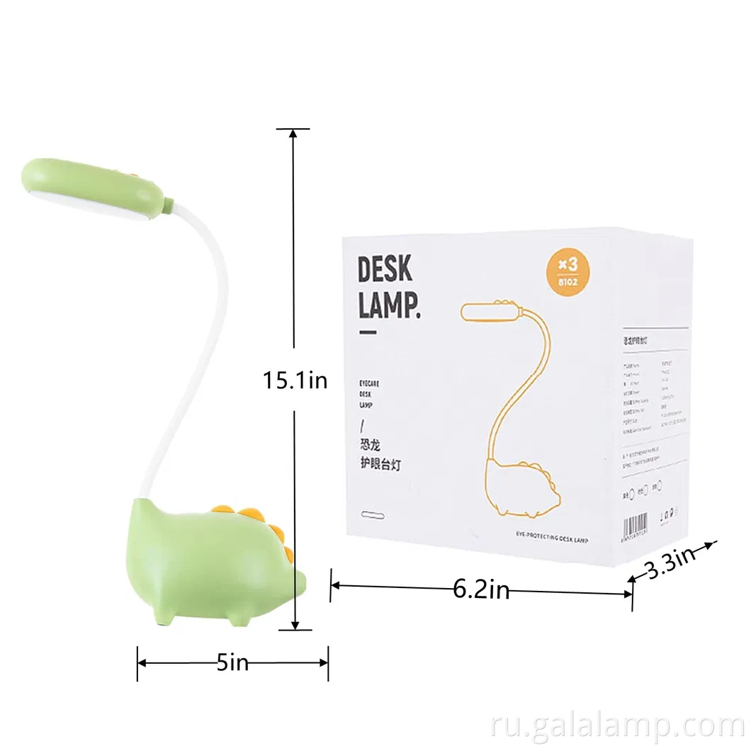 Очаровательная настольная лампа динозавра с USB -зарядкой